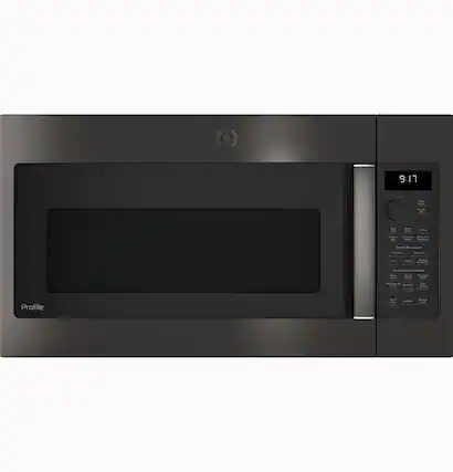 Front. GE Profile - Profile Series 1.7 Cu. Ft. Convection Over-the-Range Microwave with Sensor Cooking and Chef Connect - Black Stainless Steel.
