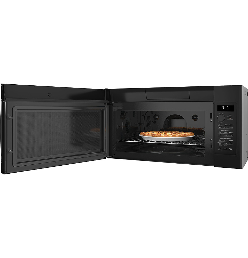 Angle View: GE Profile - Profile Series 1.7 Cu. Ft. Convection Over-the-Range Microwave with Sensor Cooking and Chef Connect - Black