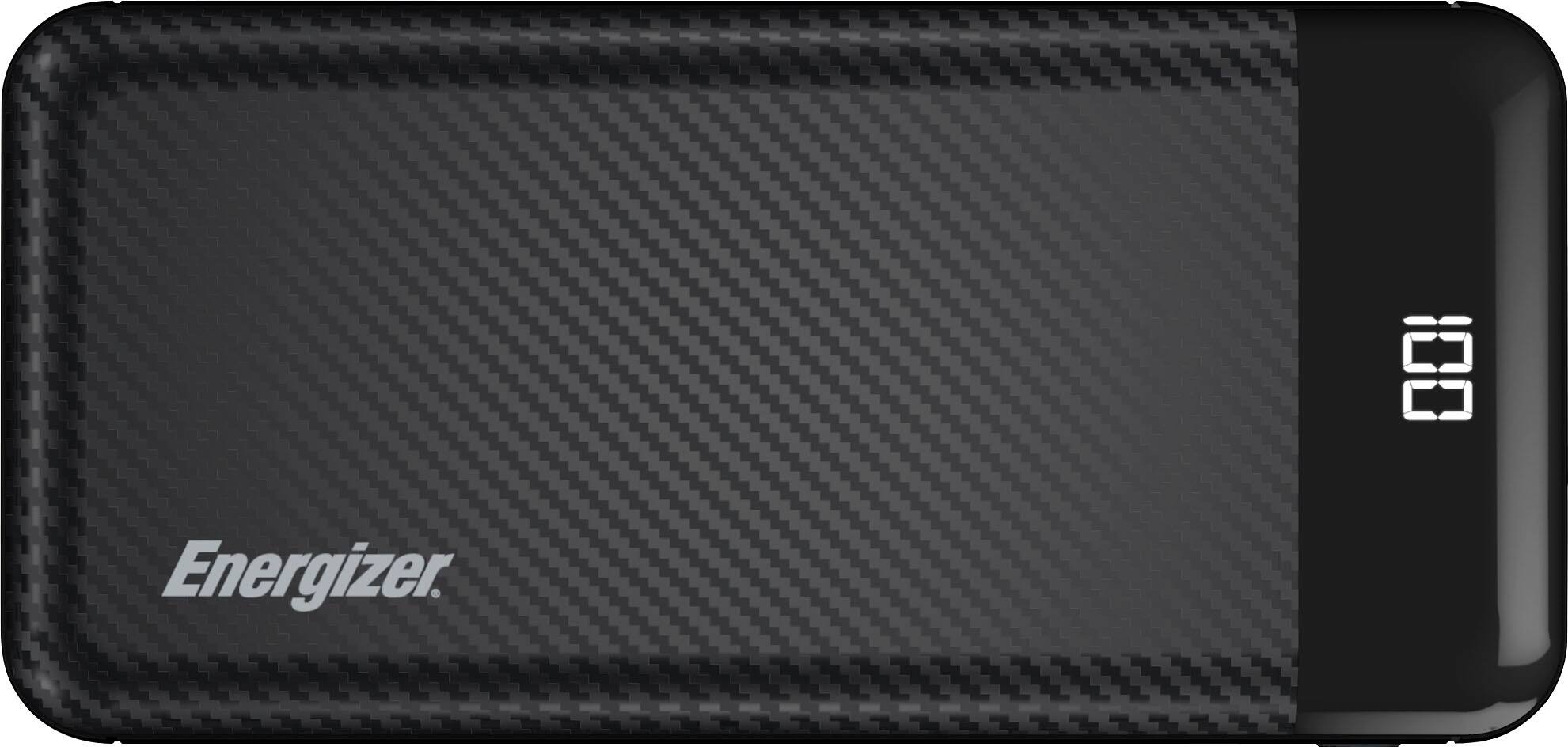 Angle. Energizer - MAX 10,000mAh 15W USB-C 3-Port Universal Portable Battery Charger/Power Bank w/ LCD screen for Smartphones & Accessories - Black.