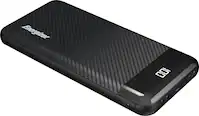 Energizer - MAX 10,000mAh 15W USB-C 3-Port Universal Portable Battery Charger/Power Bank w/ LCD screen for Smartphones & Accessories - Black - Front_Zoom
