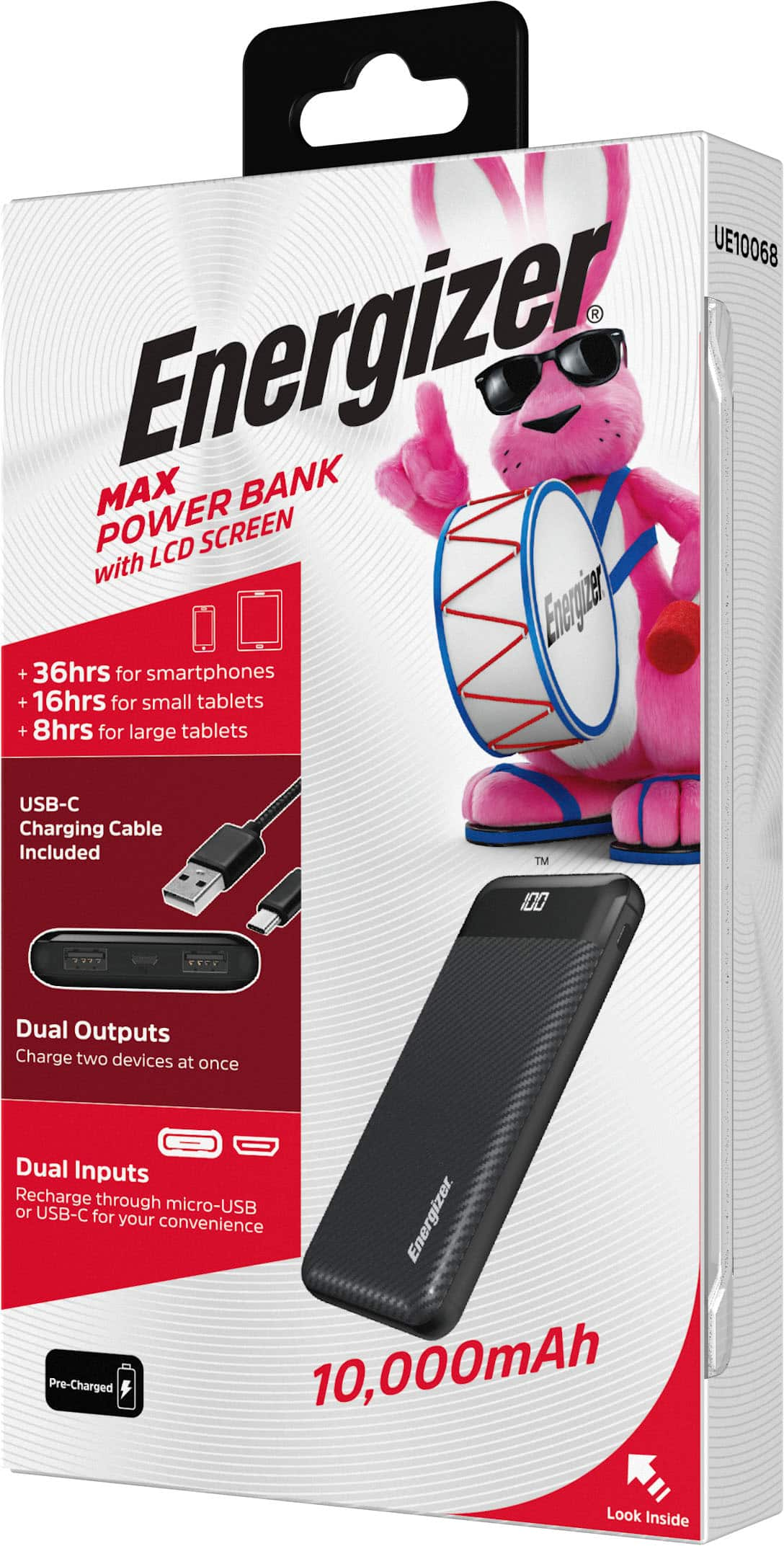 Energizer 10000mAh Power Bank Charger Black UE10058 - Office Depot