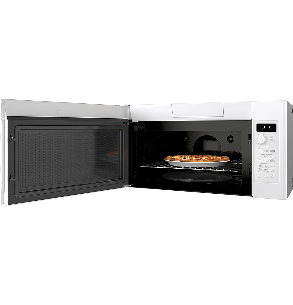 Angle View: GE Profile - Profile Series 1.7 Cu. Ft. Convection Over-the-Range Microwave with Sensor Cooking and Chef Connect - White