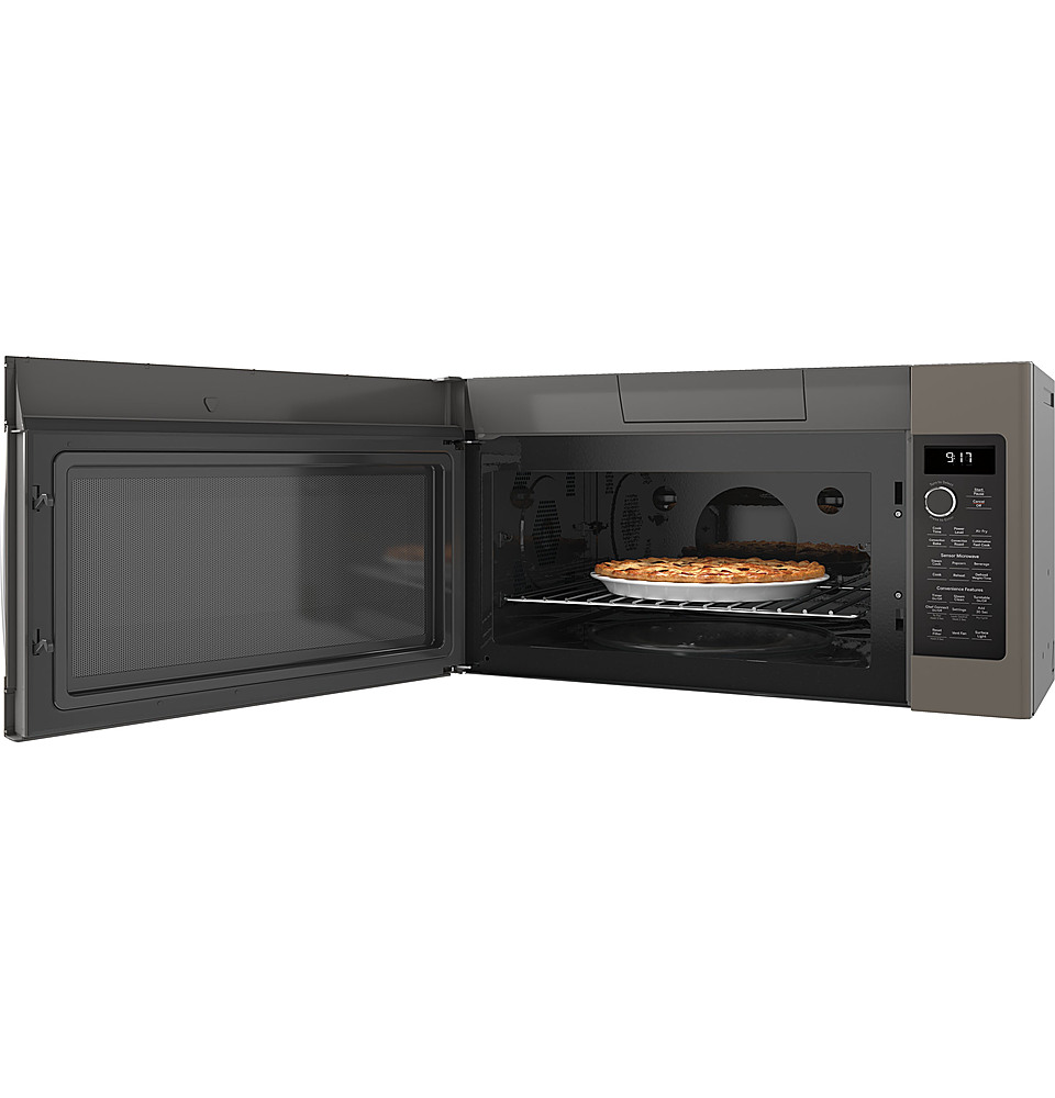 Angle View: GE Profile - Profile Series 1.7 Cu. Ft. Convection Over-the-Range Microwave with Sensor Cooking and Chef Connect - Slate