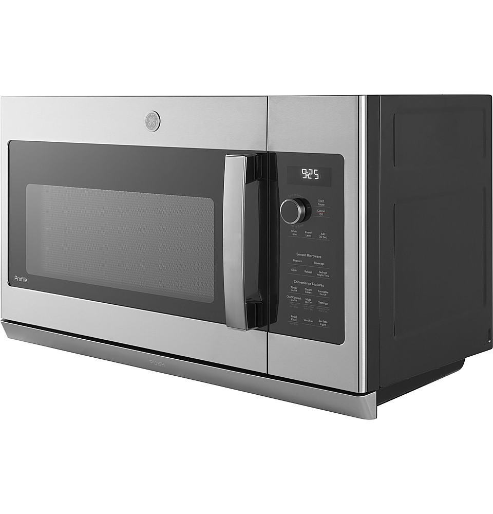 Angle View: GE - Profile Series 1.1 Cu. Ft. Mid-Size Microwave - White on white
