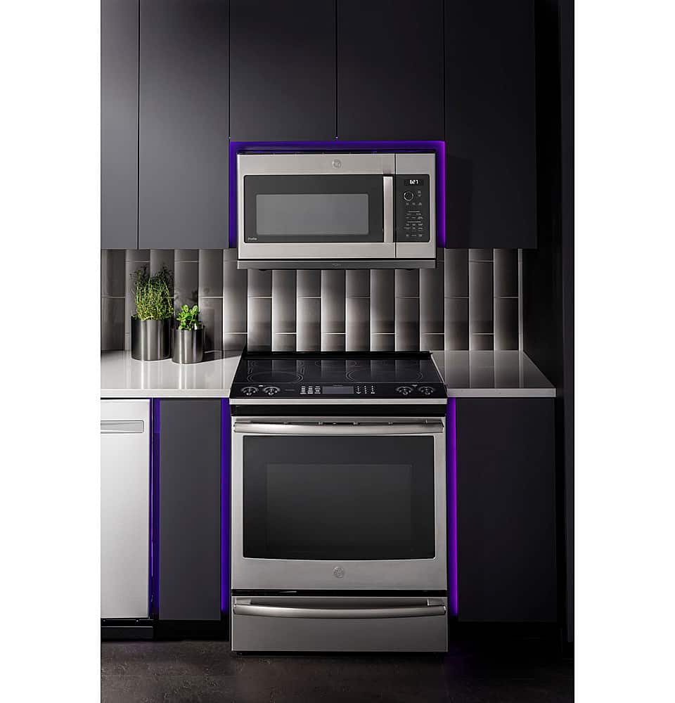 Alt View 24. GE Profile - 2.2 Cu. Ft. OTR Sensor Microwave Oven - Stainless steel.