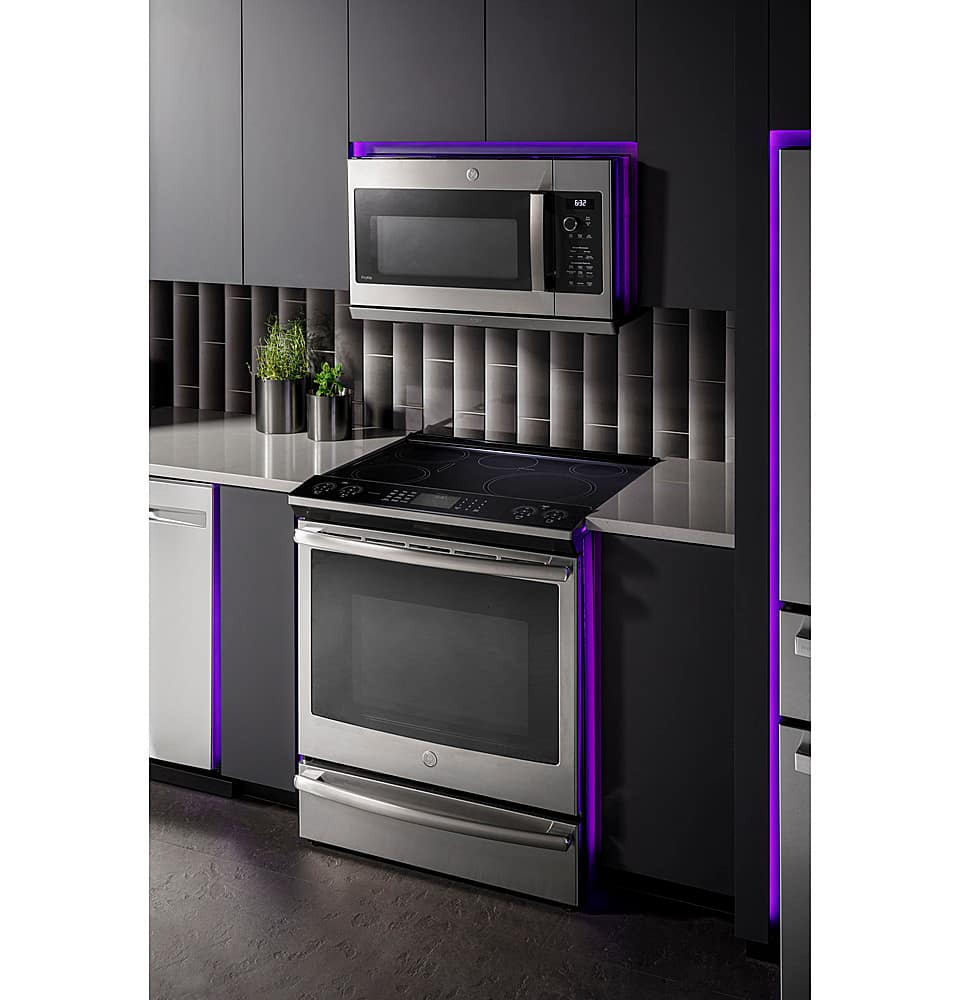 Alt View 26. GE Profile - 2.2 Cu. Ft. OTR Sensor Microwave Oven - Stainless steel.