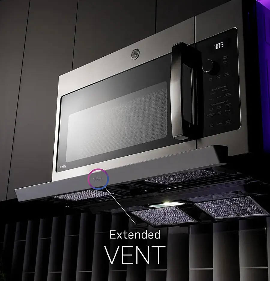 Alt View 29. GE Profile - 2.2 Cu. Ft. OTR Sensor Microwave Oven - Stainless steel.