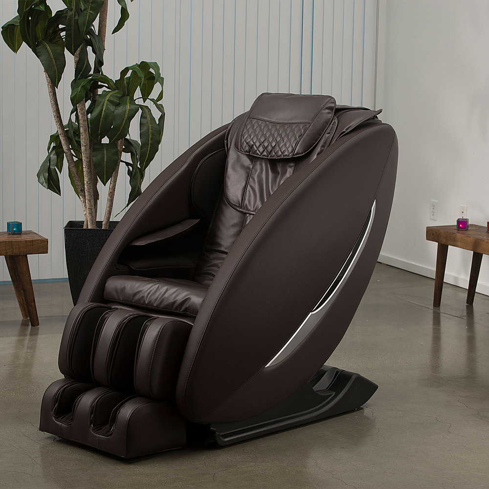 Left View: Inner Balance Wellness - Ji  ZeroWall Heated SLTrack Massage Chair - Brown