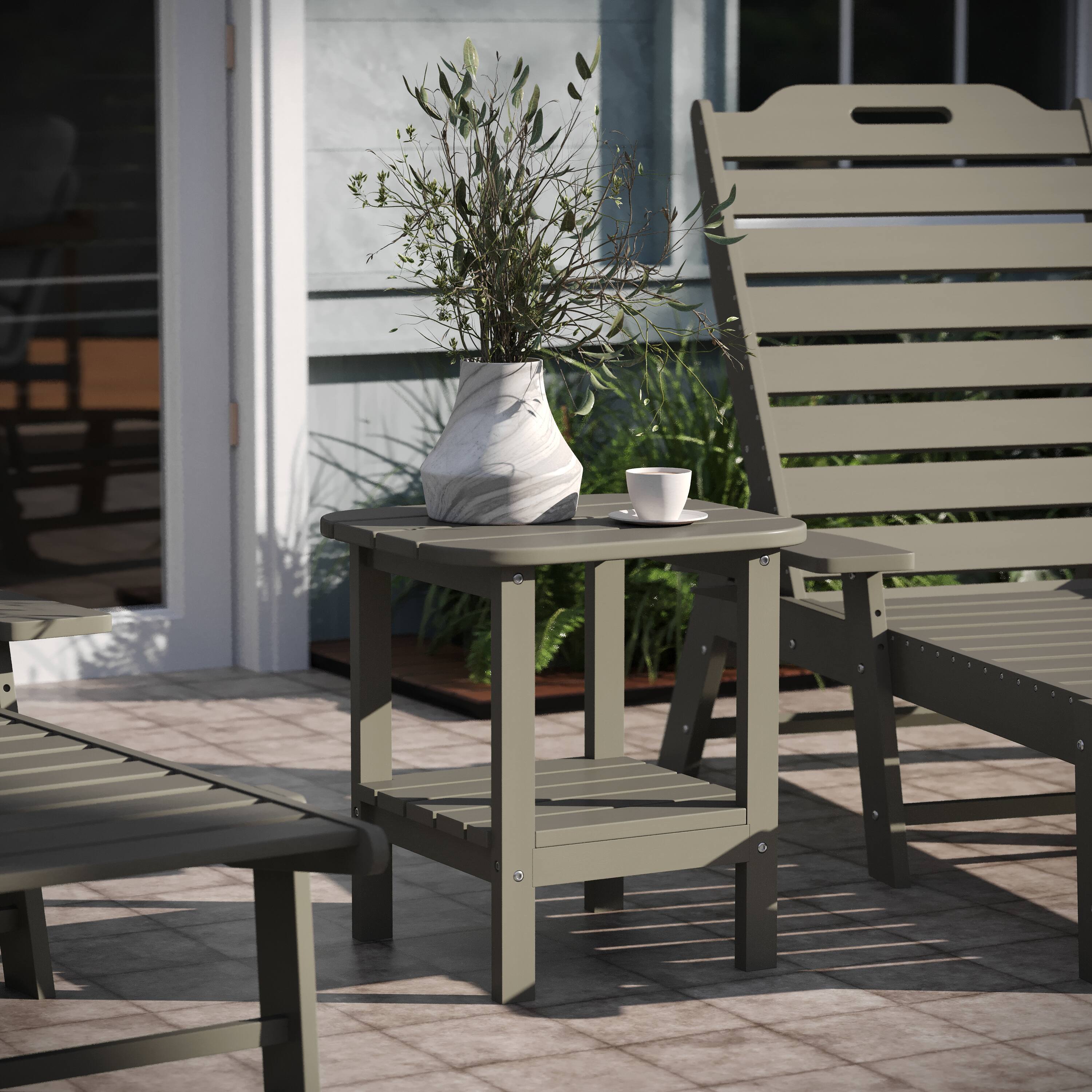 Alt View 1. Emma + Oliver - Tiverton Two Tier Polyresin Adirondack Side Table - All-Weather for Indoor/Outdoor Use - Brown.
