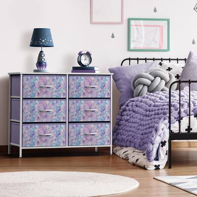 Kids Dresser with 6 Drawers - Storage Chest Organizer Unit with Steel Frame, Pink / 6-Drawer Kids Dresser with 6 Drawers - Storage Chest Organizer Unit with Steel Frame, Pink / 6-Drawer
