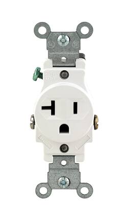 Leviton - 20 Amp Single Tamper-Resistant Commercial Receptacle, 125V, NEMA 5-20R, Model 5801-KWS - No Color