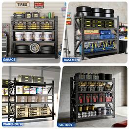 Anysun - 4-Shelf Industrial Durable Triple-Reinforced Garage Storage Rack, Effortless Assembly - Black
