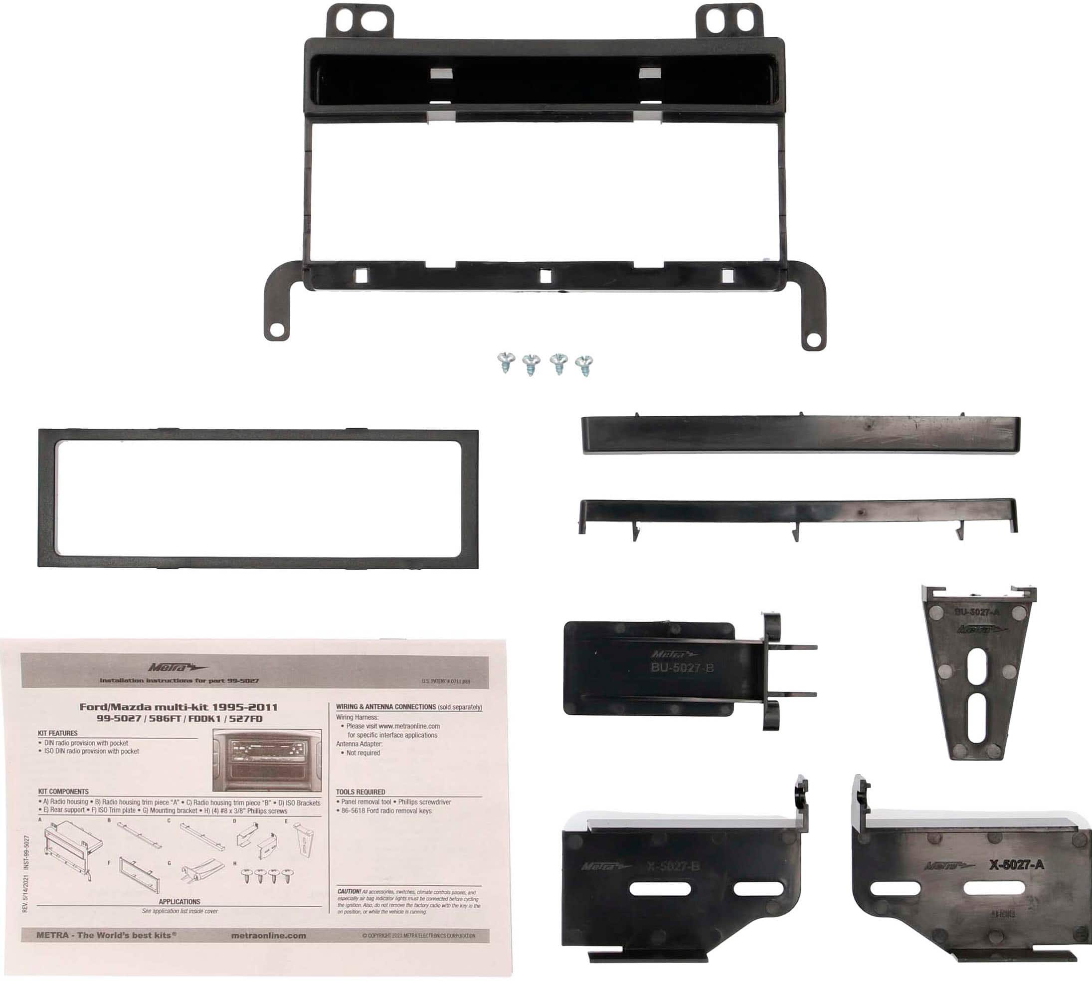 Metra - Dash Kit for Select 1995-2011 Ford and Mazda Vehicles - Black - Front_Zoom