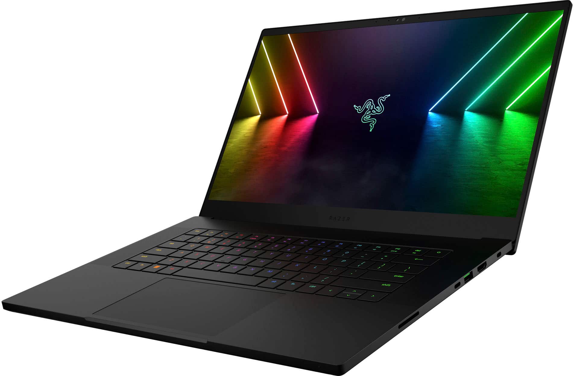 Angle. Razer - Blade 15 - 15.6" Gaming Laptop - QHD- 240HZ - Intel Core i7 - NVIDIA GeForce RTX 3080 Ti - 32GB RAM - 1TB SSD - Black.