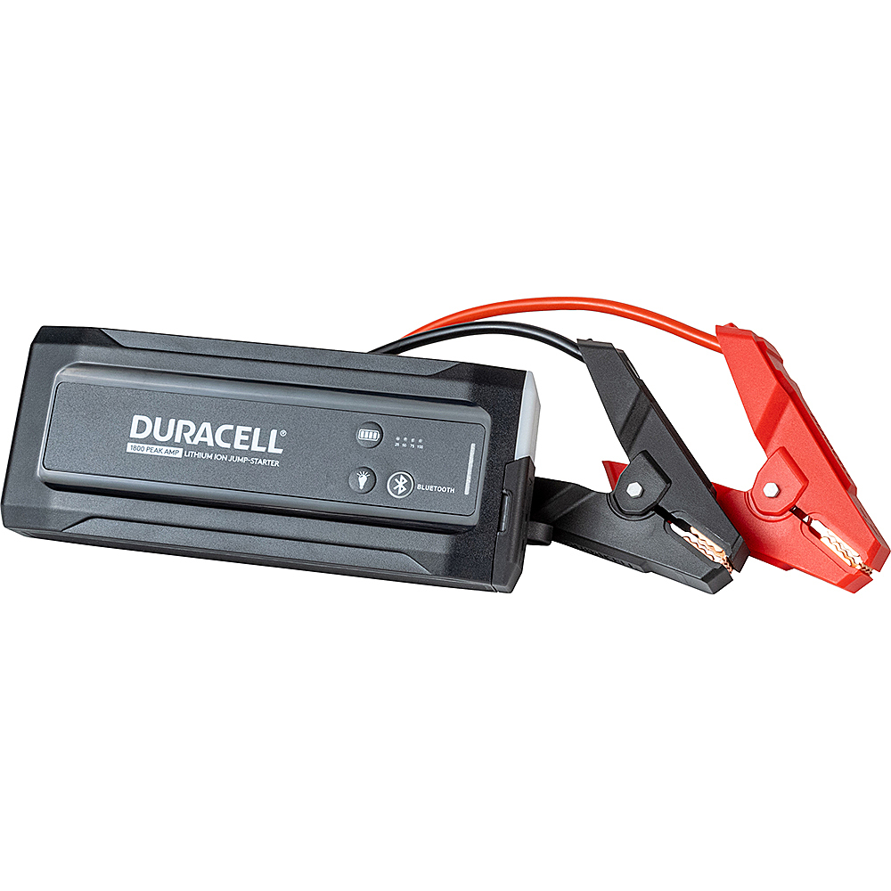 Duracell - Bluetooth Enabled Lithium-Ion 1800A Portable Jump Starter with USB Power Bank and Flashlight - Black