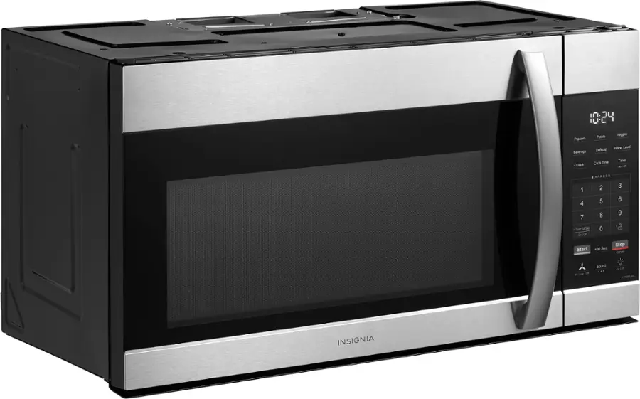 Angle. Insignia™ - 1.7 Cu. Ft. Over-the-Range Microwave - Stainless Steel.
