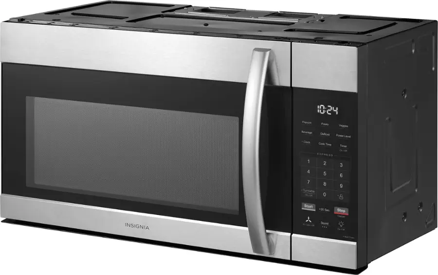 Left. Insignia™ - 1.7 Cu. Ft. Over-the-Range Microwave - Stainless Steel.