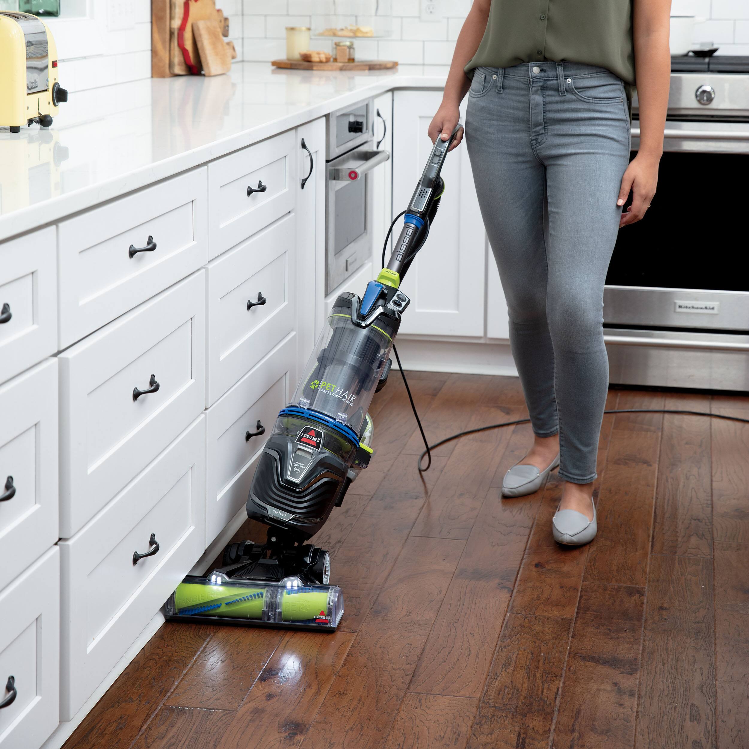 Alt View 11. BISSELL - Pet Hair Eraser Turbo Rewind Upright Vacuum - Cobalt Blue and Electric Green.