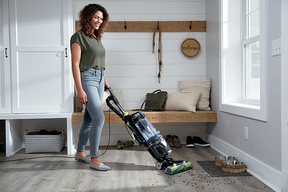 Alt View 15. BISSELL - Pet Hair Eraser Turbo Rewind Upright Vacuum - Cobalt Blue and Electric Green.