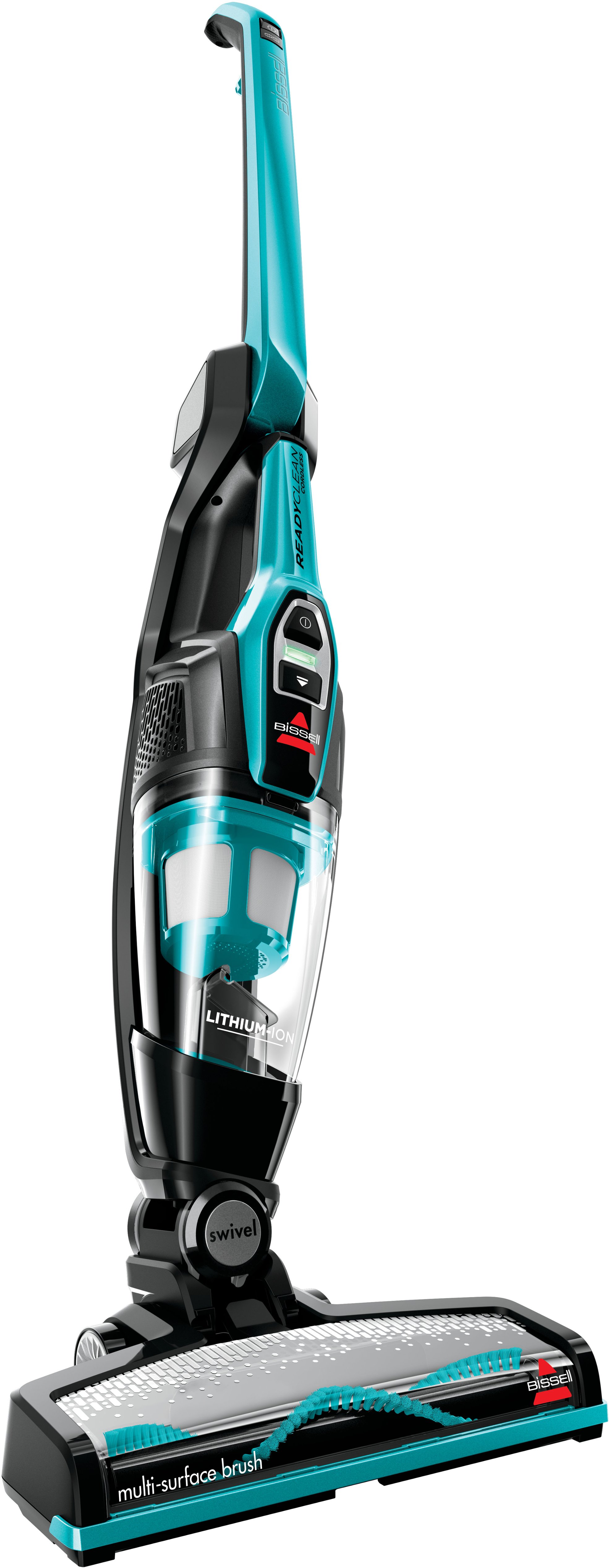 Left View: Black+Decker - Corded Bagless Upright Vacuum with HEPA Filter - TITANIUM GRAY/ LIME GREEN