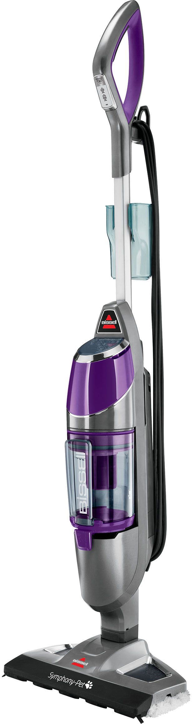 Left View: BISSELL - Symphony Pet All-in-One Vacuum and Steam Mop - Grey and Purple