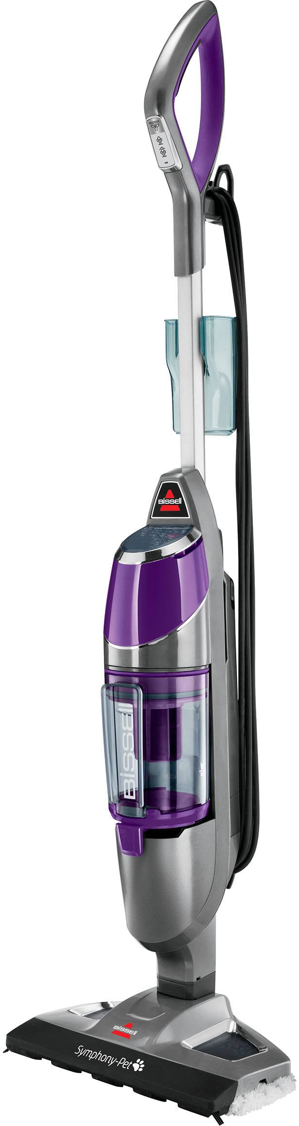 Left. BISSELL - Symphony Pet All-in-One Vacuum and Steam Mop - Grey and Purple.