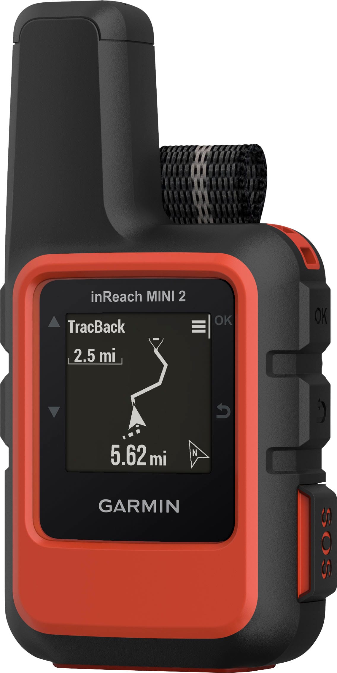 Left. Garmin - inReach Mini 2 Compact Satellite Communicator 1.3" GPS with Built-In Bluetooth - Flame Red.