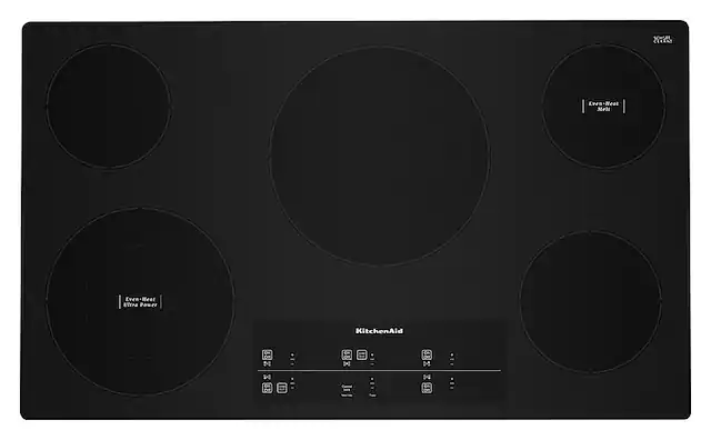 Front. KitchenAid - 36" Built-In Electric Cooktop with 5 Burners and 10''/6'' Even-Heat Ultra Power Element with Simmer Setting - Black.