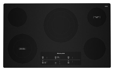KitchenAid - 36" Built-In Electric Cooktop with 5 Burners and 10''/6'' Even-Heat Ultra Power Element with Simmer Setting - Black