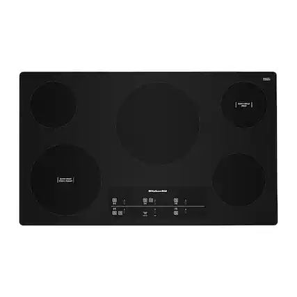Front. KitchenAid - 36" Built-In Electric Cooktop with 5 Burners and 10''/6'' Even-Heat Ultra Power Element with Simmer Setting - Black.