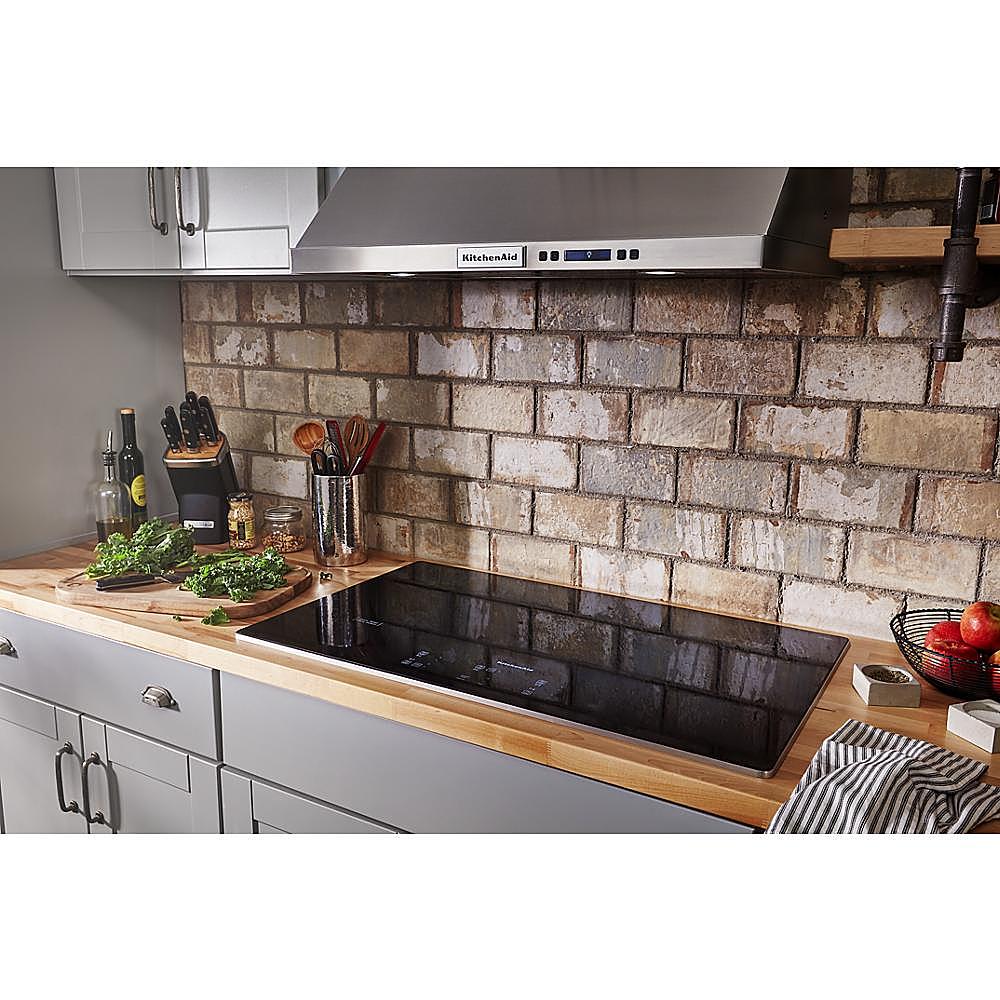 Alt View 14. KitchenAid - 36" Built-In Electric Cooktop with 5 Burners and 10''/6'' Even-Heat Ultra Power Element with Simmer Setting - Black.