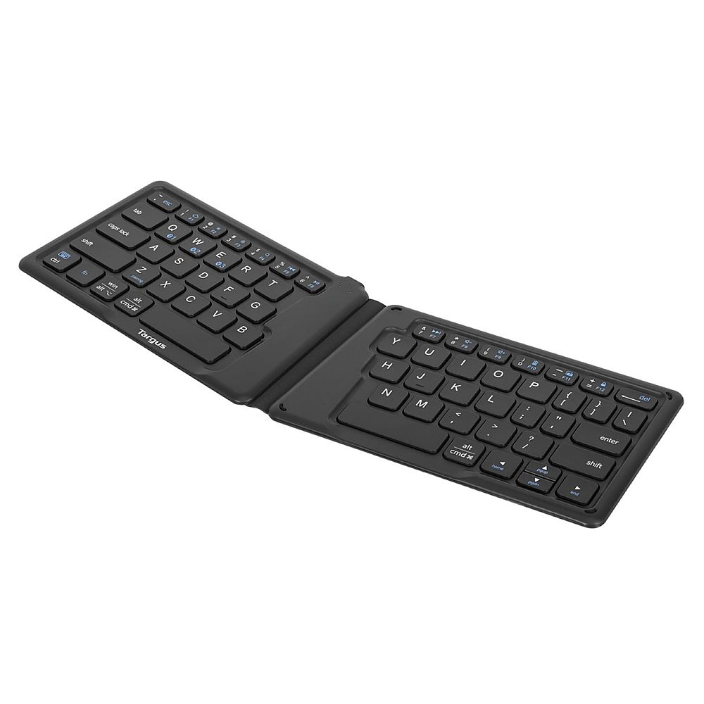 Left View: Targus - Ergonomic Foldable Bluetooth Antimicrobial Keyboard - Black