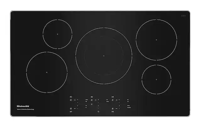 Front. KitchenAid - 36" Built-In Electric Induction Cooktop with 5 Elements - Stainless steel.