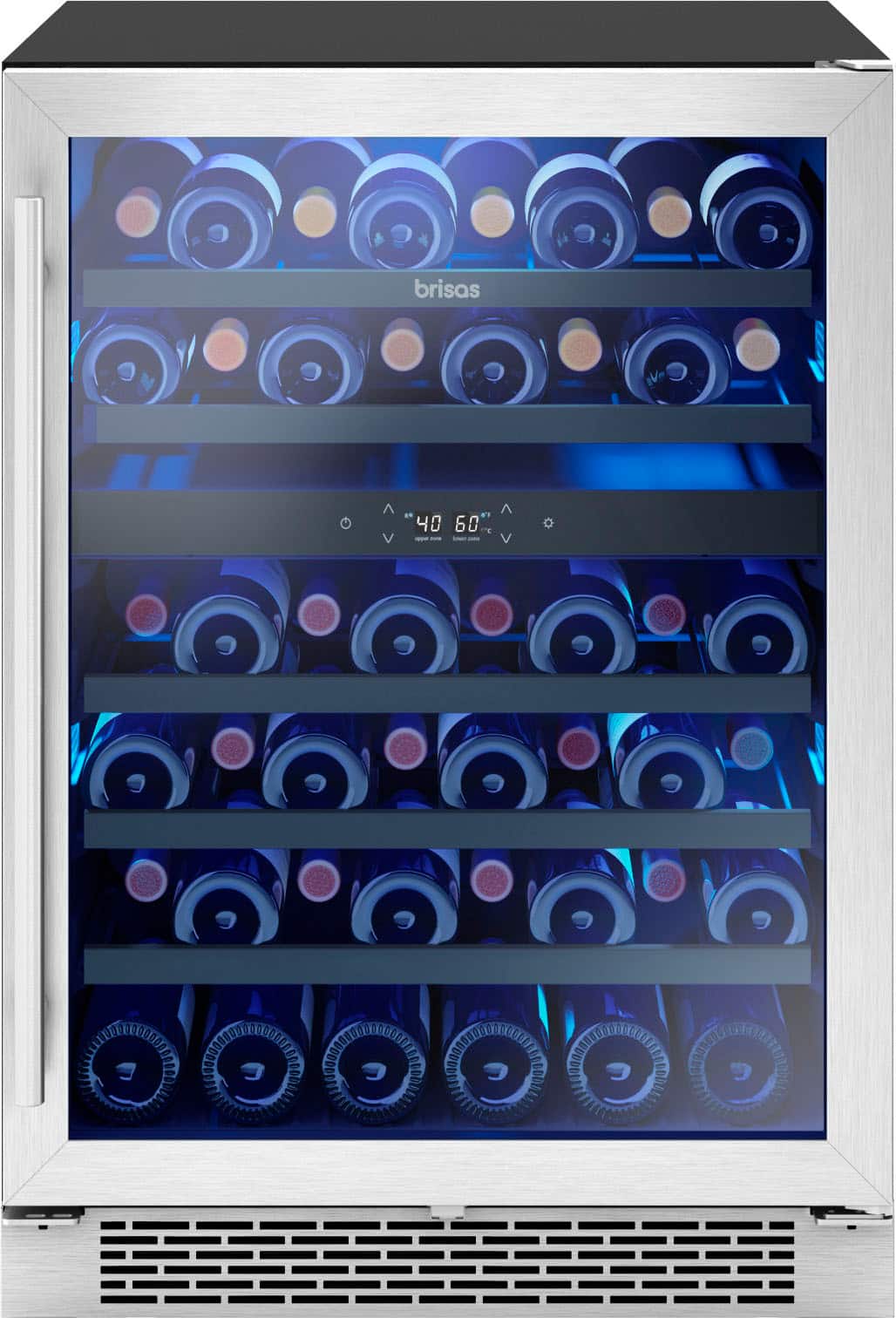 Zephyr - Brisas 46 Bottle Dual Zone Under Counter Wine Cooler - Stainless Steel/Glass - Front_Zoom