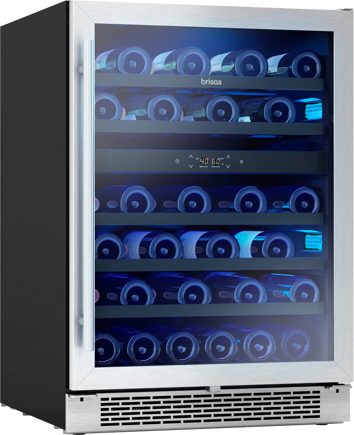 Alt View 15. Zephyr - Brisas 46 Bottle Dual Zone Under Counter Wine Cooler - Stainless Steel + Glass.