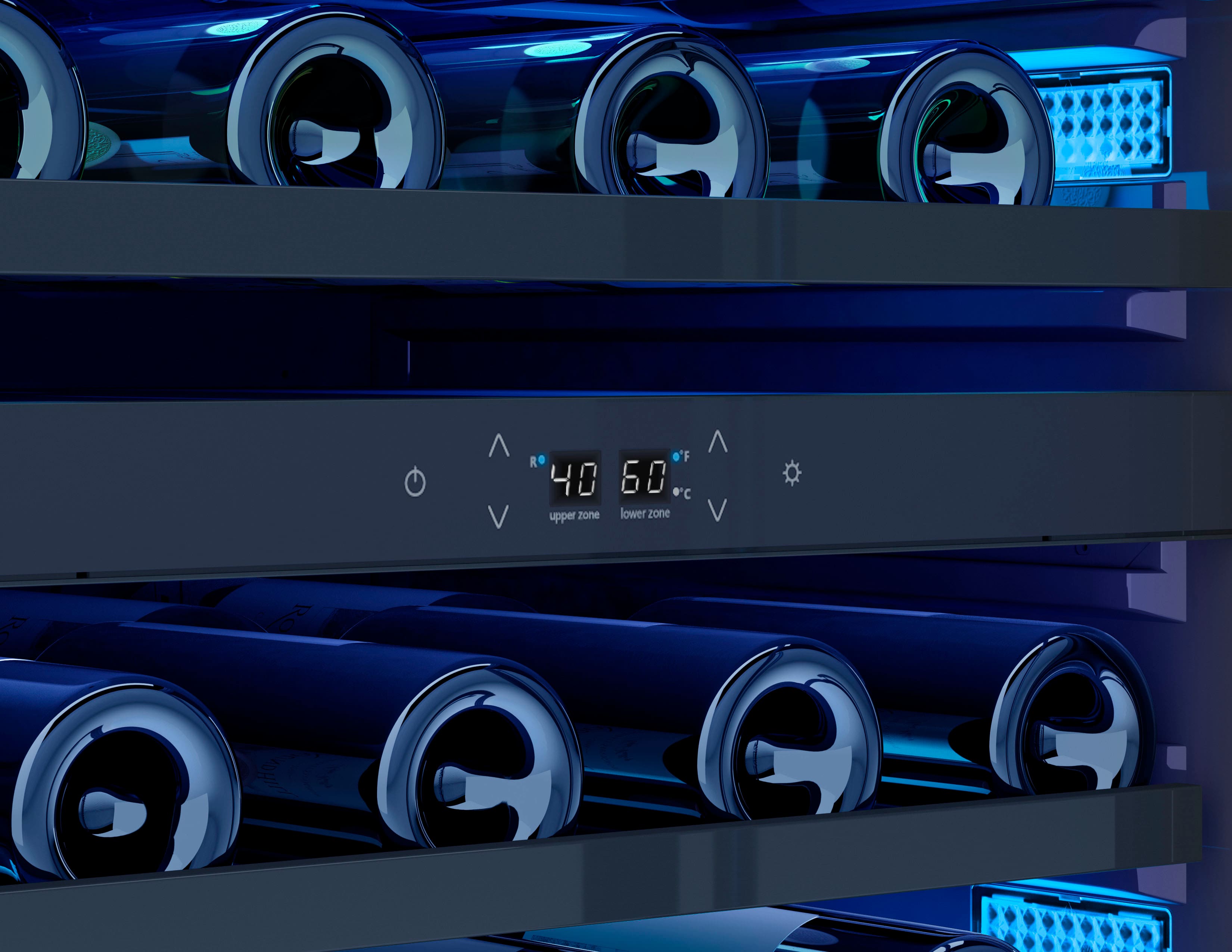 Alt View 18. Zephyr - Brisas 46 Bottle Dual Zone Under Counter Wine Cooler - Stainless Steel + Glass.