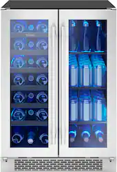 Zephyr - Brisas 24 in. 21-Bottle and 64-Can Built-In or Freestanding Dual Zone Wine and Beverage Cooler - Stainless Steel/Glass - Front_Zoom