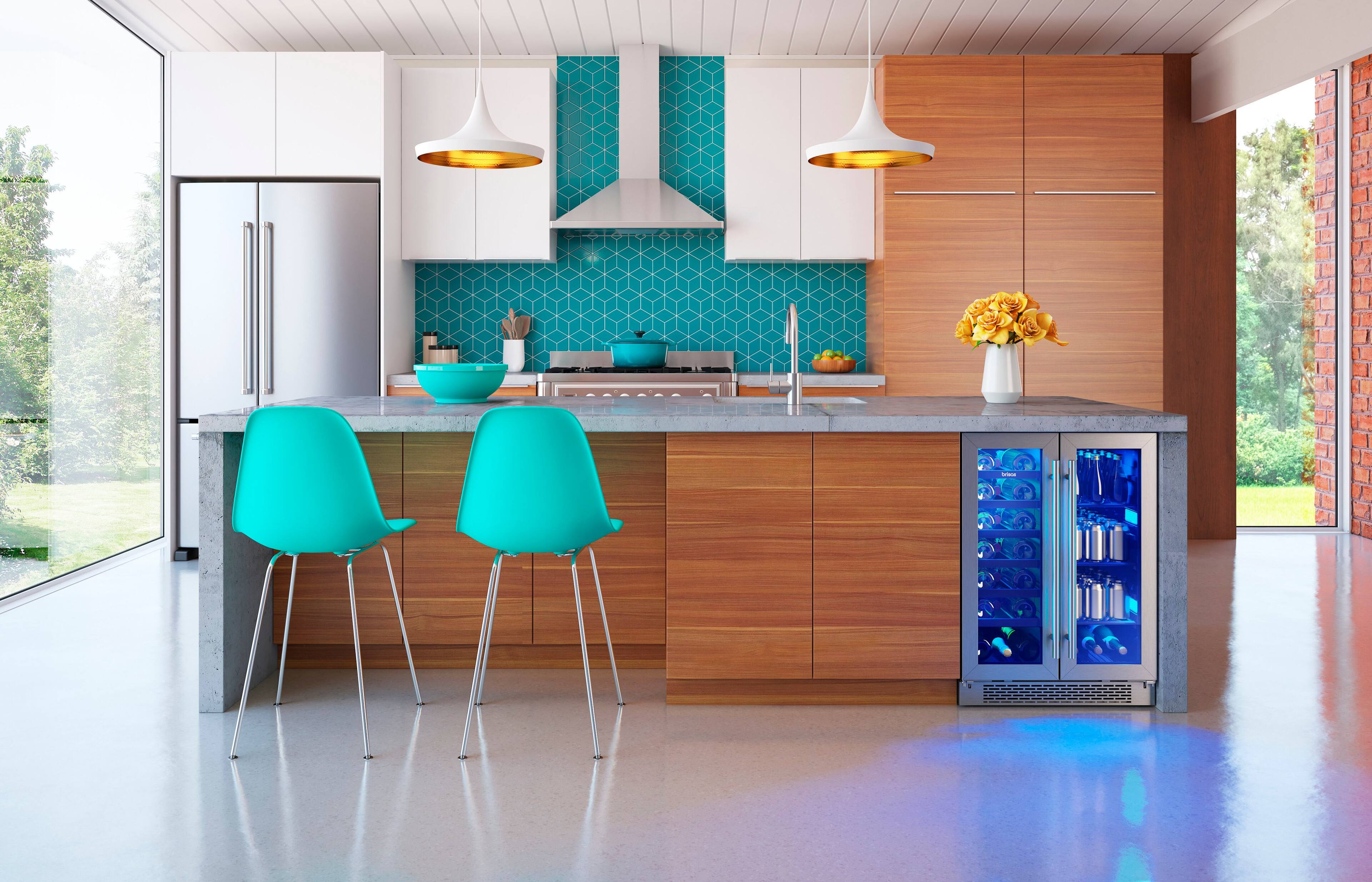 Alt View 13. Zephyr - Brisas 24 in. 21-Bottle and 64-Can Built-In or Freestanding Dual Zone Wine and Beverage Cooler - Stainless Steel + Glass.