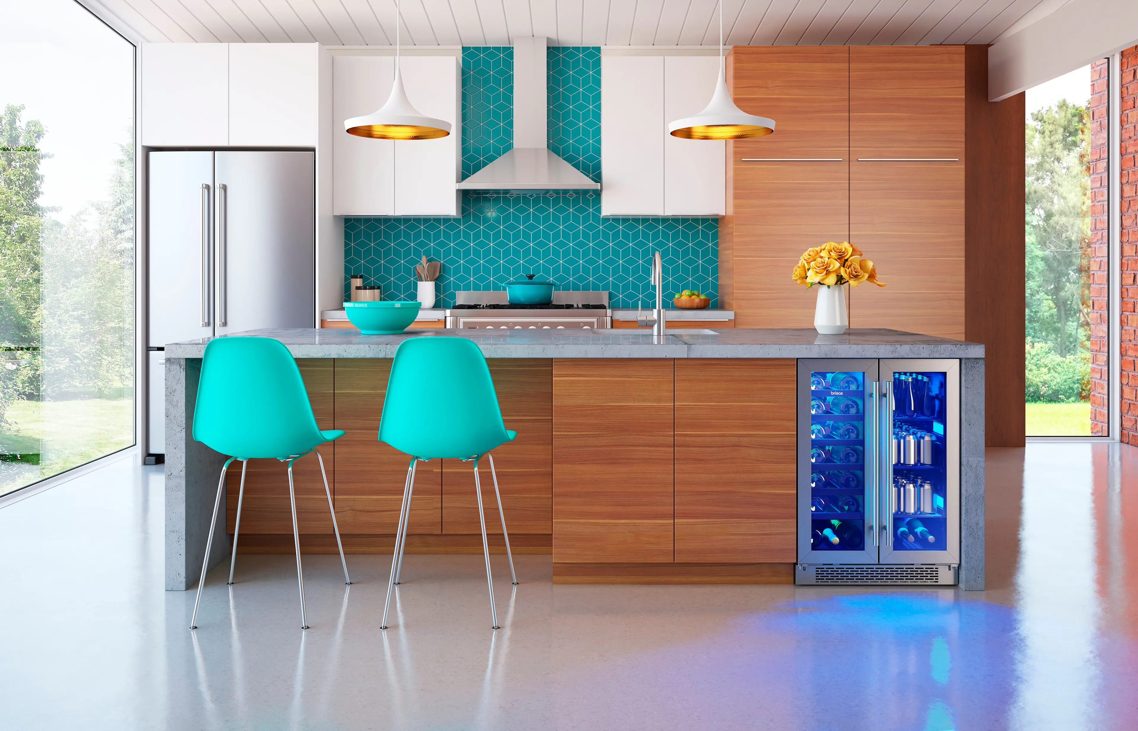 Alt View 13. Zephyr - Brisas 24 in. 21-Bottle and 64-Can Built-In or Freestanding Dual Zone Wine and Beverage Cooler - Stainless Steel + Glass.