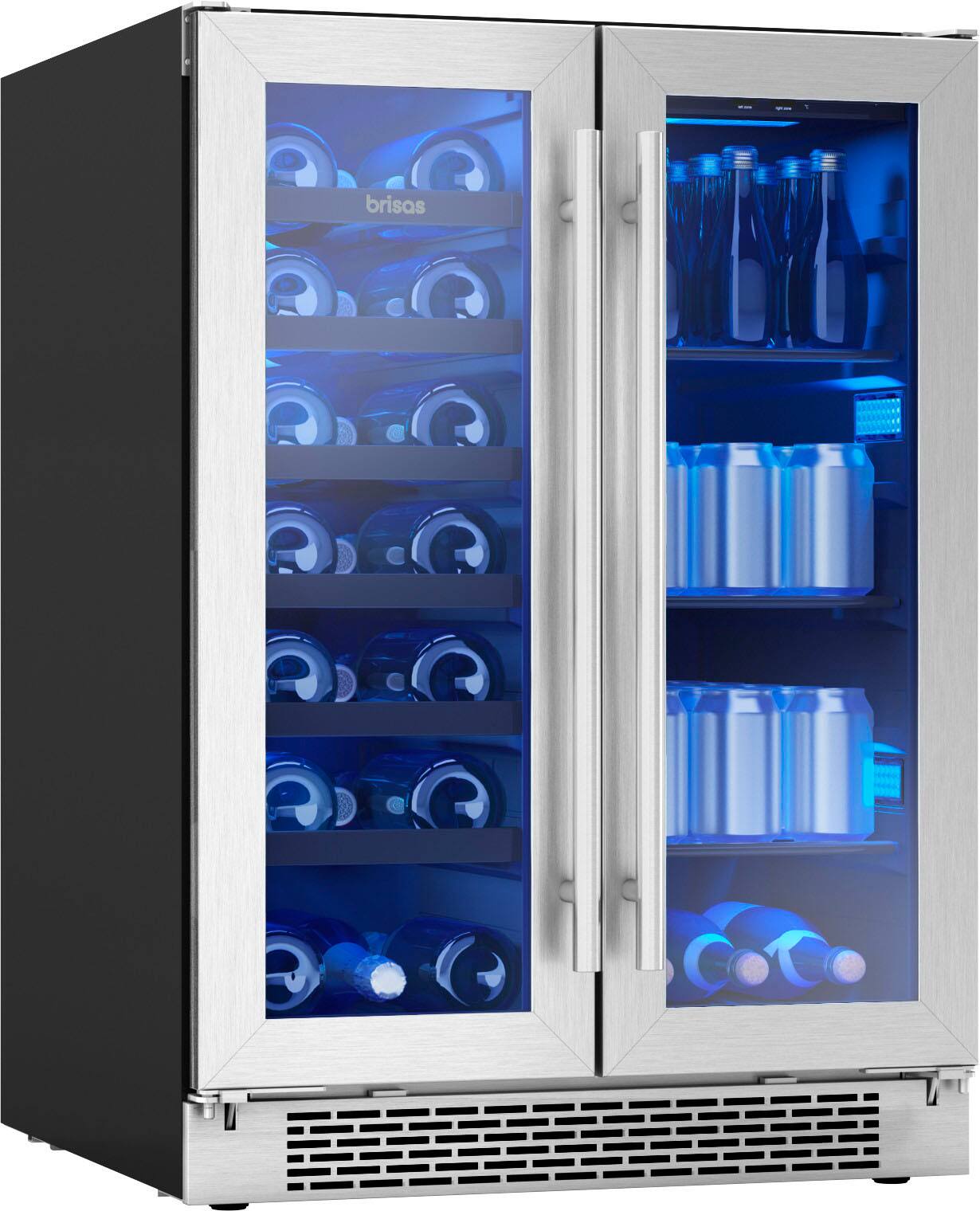 Alt View 15. Zephyr - Brisas 24 in. 21-Bottle and 64-Can Built-In or Freestanding Dual Zone Wine and Beverage Cooler - Stainless Steel + Glass.