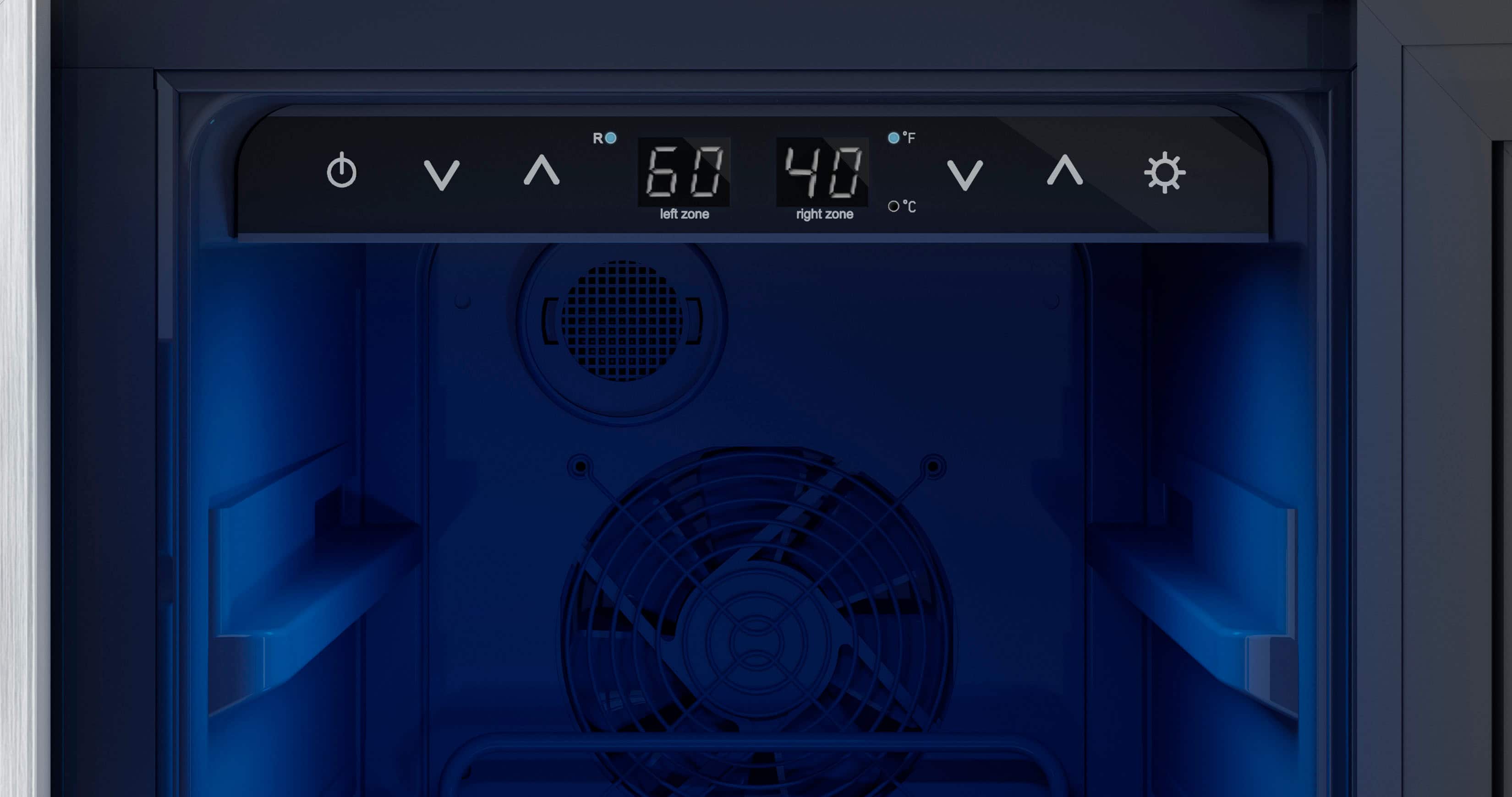 Alt View 18. Zephyr - Brisas 24 in. 21-Bottle and 64-Can Built-In or Freestanding Dual Zone Wine and Beverage Cooler - Stainless Steel + Glass.