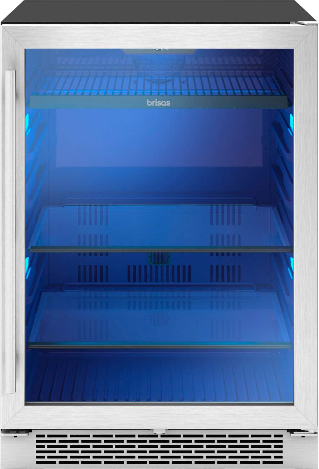 Angle. Zephyr - Brisas 24 in. 8-Bottle and 112-Can Single Zone Beverage Cooler - stainless steel.