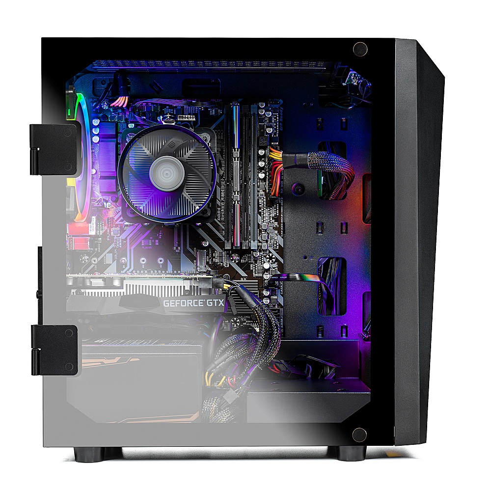 Left View: Skytech Gaming - Shadow 3.0 Gaming Desktop PC –  Intel Core i5-10400F –  16G Memory –  AMD Radeon RX 6600 –  500G SSD - Black