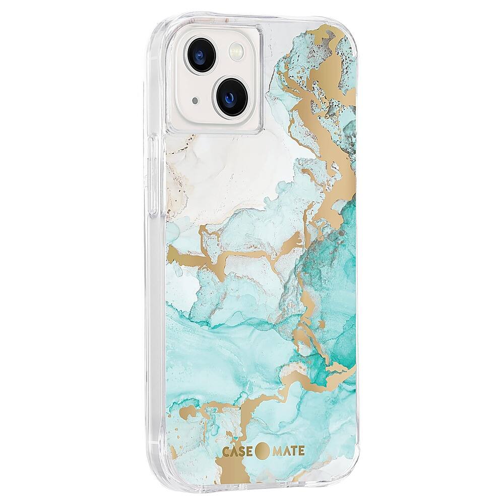 Angle View: Case-Mate - Print Hardshell Case for iPhone 13 - Ocean Marble