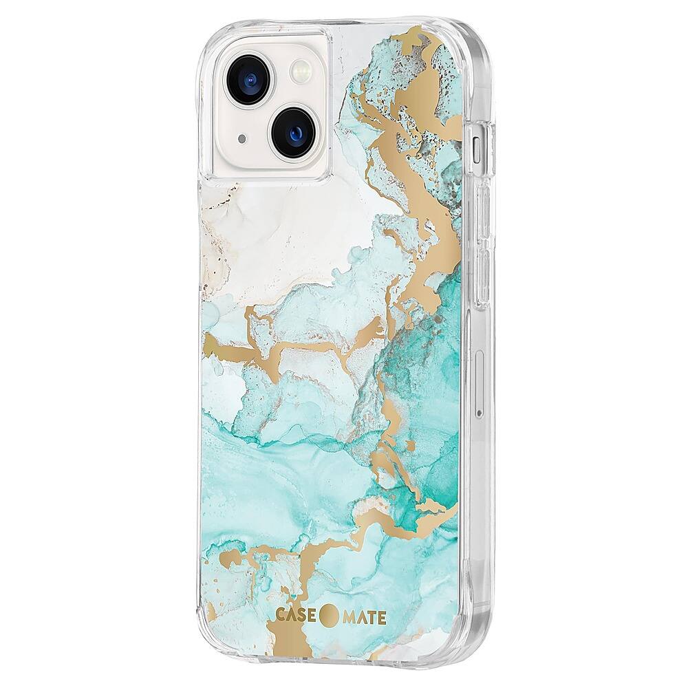 Left View: Case-Mate - Print Hardshell Case for iPhone 13 - Ocean Marble
