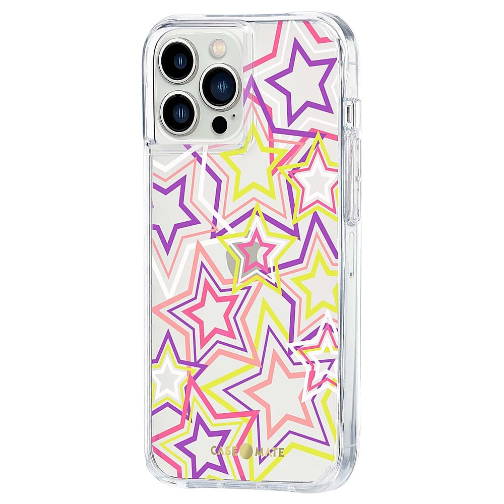 Left View: Case-Mate - Print Hardshell Case for iPhone 13 Pro Max - Neon Stars