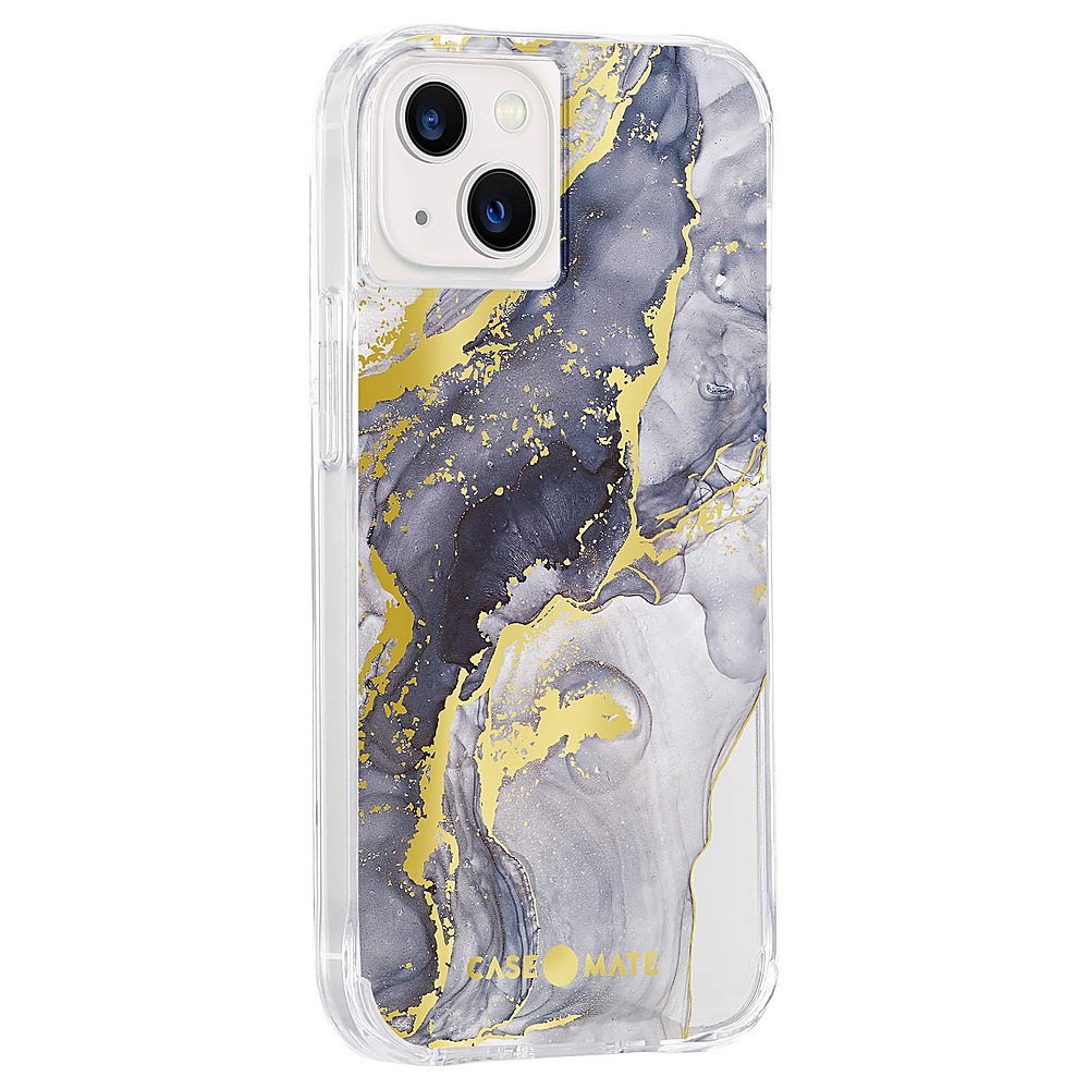 Angle View: Case-Mate - Print Hardshell Case for iPhone 13 - Navy Marble