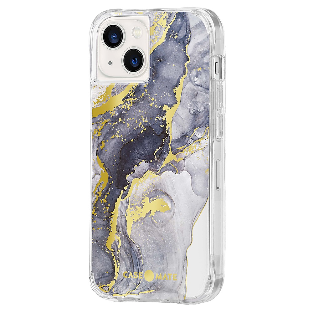Left View: Case-Mate - Print Hardshell Case for iPhone 13 - Navy Marble