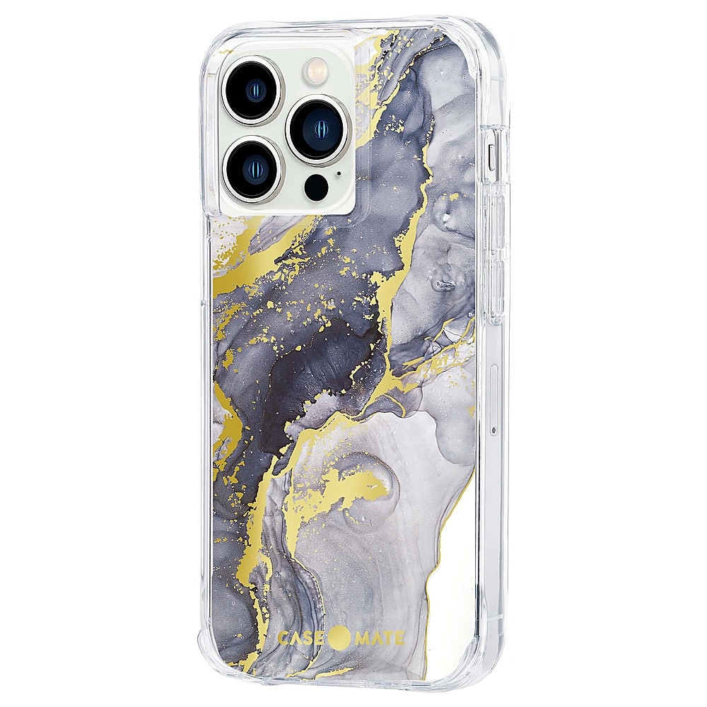 Left View: Case-Mate - Print Hardshell Case for iPhone 13 Pro - Navy Marble