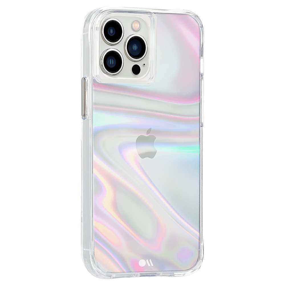 Angle View: Case-Mate - Soap Bubble Hardshell Case w/ Antimicrobial for iPhone 13 Pro Max - Iridescent